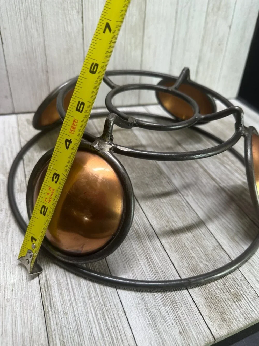 Vtg Ambrosia MCM Metal Wire & Brass Copper Basket Fruit Bowl Decor 1995 11